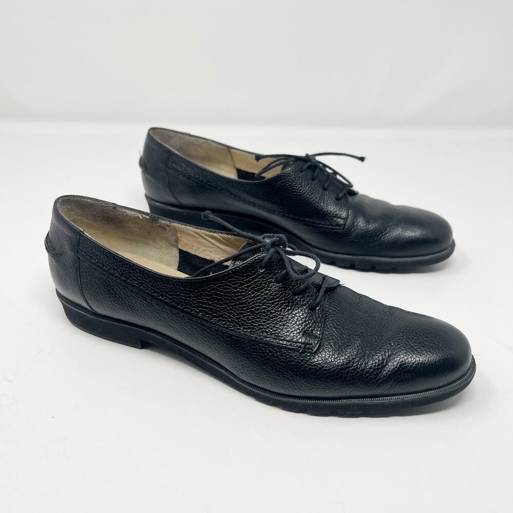 Salvatore Ferragamo Oxford Womens Shoes Size 8 2A Lace Up Black Leather Narrow